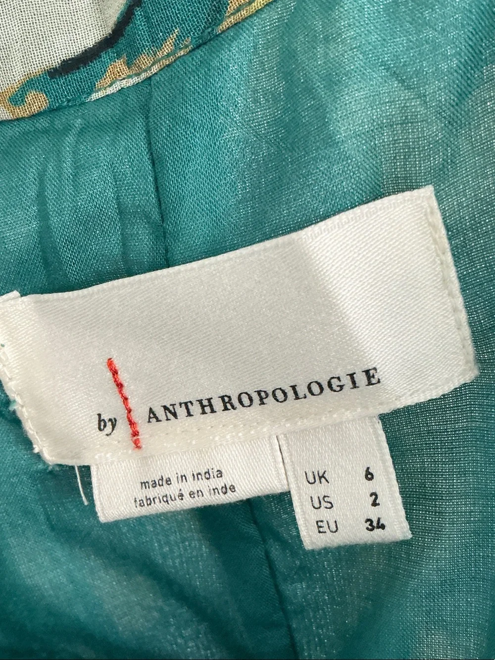 Anthropologie Teal, White & Gold Floral Maxi Skirt